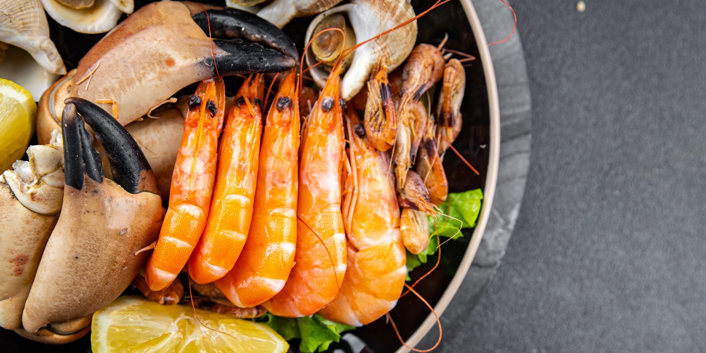 Seafood platter with shrimp and shellfish