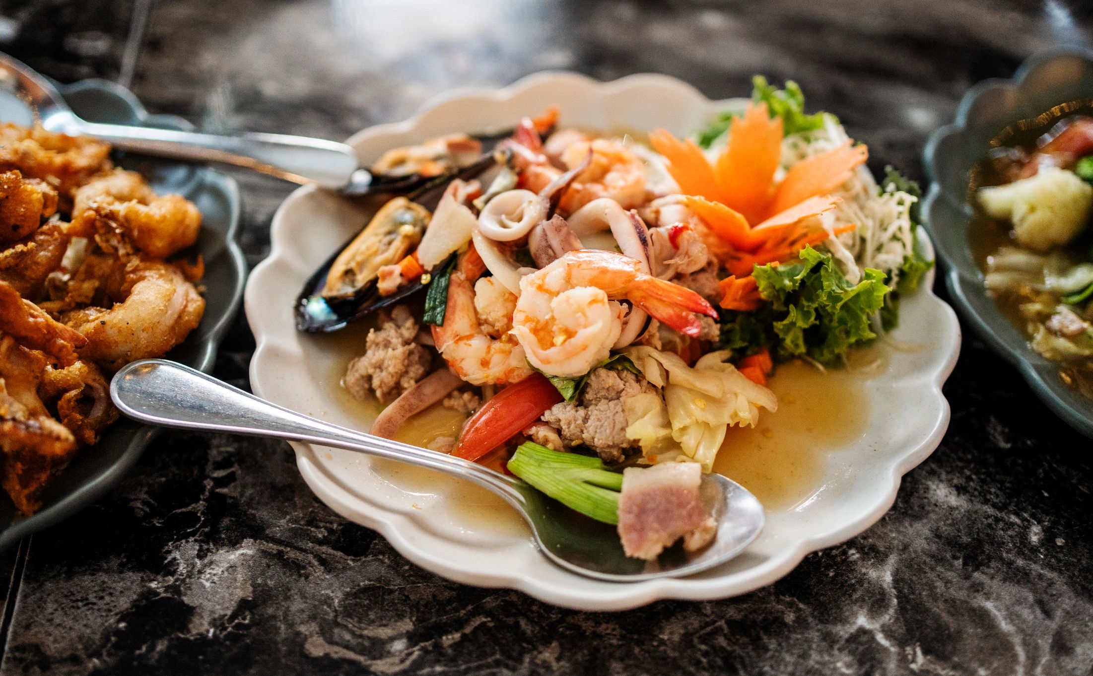 Pad Thai with shrimp plated and ready to share